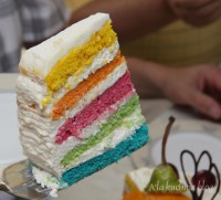 tort tęczowy bita śmietana kolorowy biszkopt urodzinowy