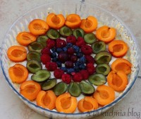 kolorowe ciasto muffinkowe z owocami moreleśliwki jagody maliny agrest porzeczki wiśnie jabłka